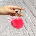 2016craft populaire en cuir pompon pompom fourrure pom pom keychain